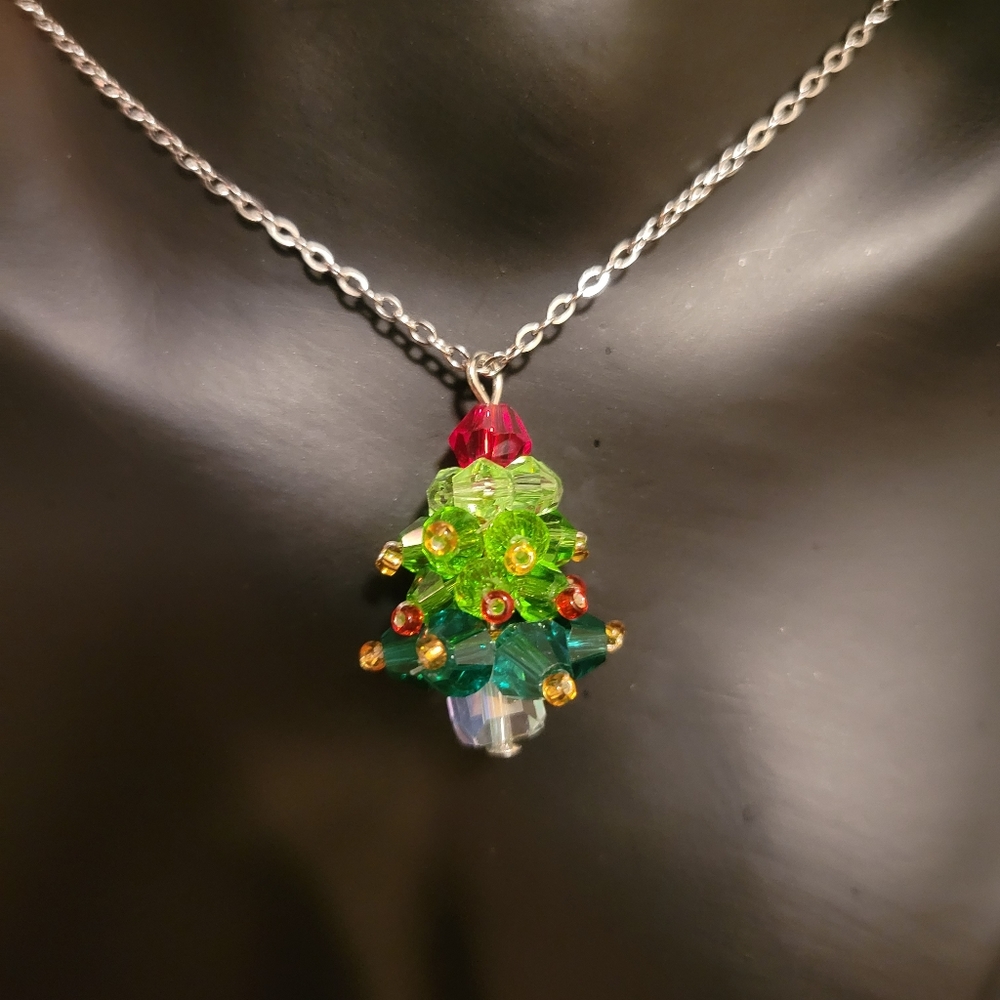 2/$20 X-Mas Beaded Tree Necklace